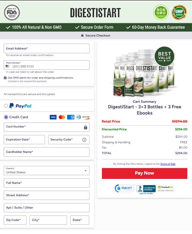 DigestiStart Official Website Secure Order Page